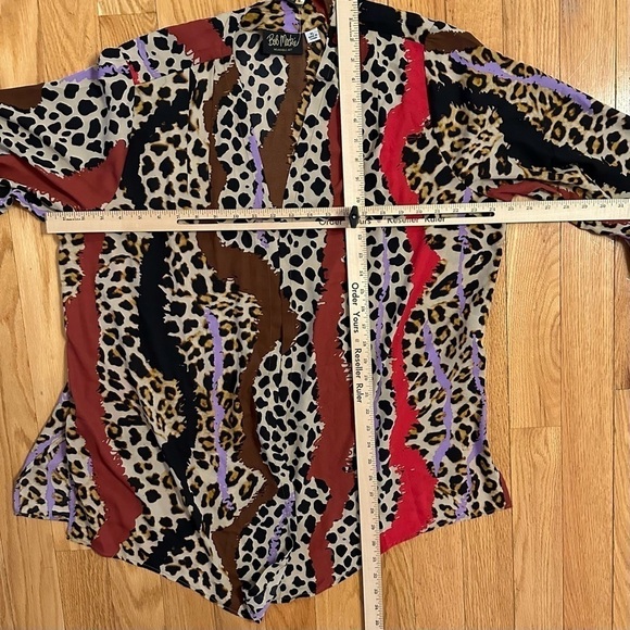Bob Mackie Cheetah Stripe Woven Open Cardigan Camel/Spice Wearable Art Sz XL - Picture 9 of 9